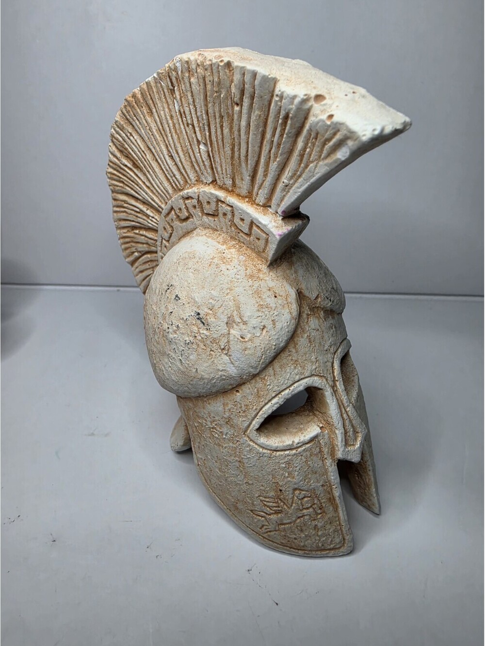 Leonidas Spartan King Helmet Light Plaster Sculpture Ancient Greek Art 4" Replic